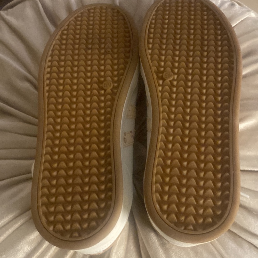 🎀 Lucky Brand Hinta Sneakers Women's Size 8 White Gold Leather Athletic Shoes - Picture 12 of 12